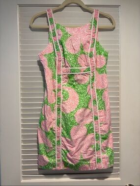 Lilly Pulitzer Size 4 Pink & Green Floral Mini Dress